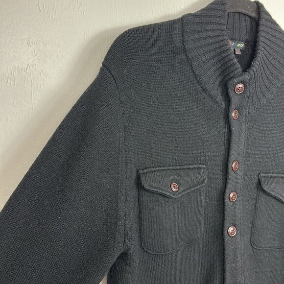 Tulliano Men's Wool Black Button-Up Cardigan Sweater Size L - Picture 4 of 11